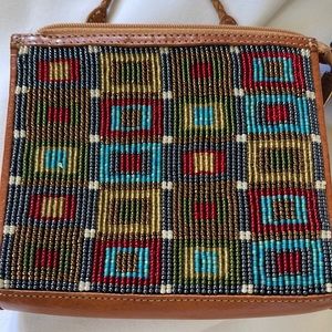Brighton beaded leather small cross body purse.